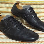 STUNNING HUGO BOSS ITALIAN SHOES MEN SZ 10/11 BLACK LEATHER OXFORDS SNEAKERS EUC