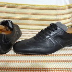 STUNNING HUGO BOSS ITALIAN SHOES MEN SZ 10/11 BLACK LEATHER OXFORDS SNEAKERS EUC