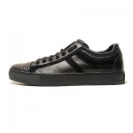 $225 Hugo Boss Black Leather Sneakers Mens Shoes 6 39 Trainers Fashion .5