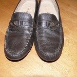 COLE HAAN Brown Leather Driving Mocs Mocassins Shoes Loafers gold buckle 10B