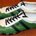 Diesel Mens Wish Shoes Size 8 Walking Sneakers, Green and White – Leather MINT
