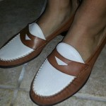 Cole Haan Mens Tan & White Italian Leather Loafers, Size 8.5, EUC