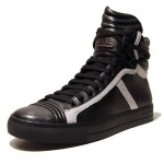 $245 Hugo Boss Black Leather Sneakers Mid Boots Mens Shoes 9 42 Trainers .5
