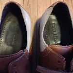 COLE HAAN mens size 14 M tan suede and brown leather saddle shoes
