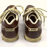 Brown White Leather Mesh Canvas DIESEL 1 Hand Control Skater Sneakers Shoes 10.5