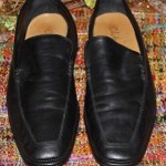 Mens COLE HAAN black leather slip on loafers shoes, size 10