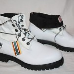 TIMBERLAND ROLL-TOP  BOOTS,  Mens sz. 9,  BLACK AND WHITE
