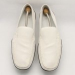 Mens shoes HUGO BOSS white leather moccasins slip on DRIVING LOAFERS sz 10.5