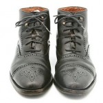 COLE HAAN 10 M, vintage vtg cap toe brogue black LACE UP ANKLE dress BOOTS SHOES
