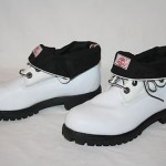 TIMBERLAND ROLL-TOP  BOOTS,  Mens sz. 9,  BLACK AND WHITE