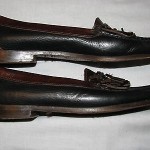Mens Cole Haan 11 D Tan Navy Leather Slip-on Kilted Tassel Loafers Dress Casual