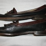 Mens Cole Haan 11 D Tan Navy Leather Slip-on Kilted Tassel Loafers Dress Casual