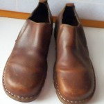 COLE HAAN COUNTRY Mens Distressed Brown Leather Look Moc Slip On Shoes Sz 10.5