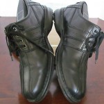 Mens sz 10 M black leather Clarks lightweight casual lace tie oxford shoes