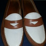 Cole Haan Mens Tan & White Italian Leather Loafers, Size 8.5, EUC