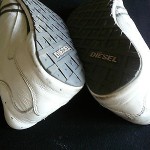Diesel Men’s Size 10 White Leather walking athletic sneakers pre – owned clean