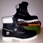 Rare Men Black and White Size 10.5 Timberland Boots.