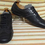 STUNNING HUGO BOSS ITALIAN SHOES MEN SZ 10/11 BLACK LEATHER OXFORDS SNEAKERS EUC
