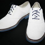 NEW COLE HAAN AIR FRANKLIN WHITE SUEDE SADDLE OXFORDS WITH BLUE SOLES sz 11 M