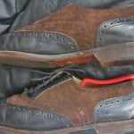 COLE HAAN BRAGANO TWO TONE BLACK LEATHER SADDLE BY LIGHT BROWN SUEDE SZ 9.5M