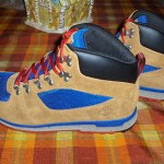 Timberland GT Scramble Mid Men’s Hiking Boots Wheat Brown/Blue/Red Leather 2215R