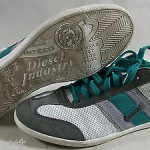 DIESEL MEN’S LOUNGE LACE-UP SNEAKERS WHITE GREEN GRAY 12 MEDIUM $125  HNPZ