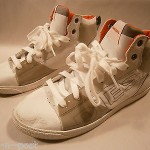 DIESEL MEN’S BRANDSTER G-TOP LACE-UP SNEAKERS WHITE ELEPHANT SKIN 7.5 MED $115