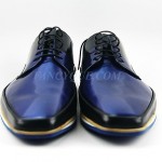 HUGO BOSS BLACK LABEL BLACK & BLUE SHOES 100% LEATHER NEW SZ 11 44 MADE IN ITALY
