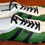 Diesel Mens Wish Shoes Size 8 Walking Sneakers, Green and White – Leather MINT
