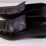 Mens Cole Haan Nike Air Shoes Size 11.5 M Black Leather Slip Ons Loafers