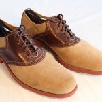 COLE HAAN mens size 10.5 M tan suede and brown leather saddle shoes