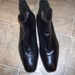 HUGO BOSS  BLACK LEATHER ANKLE BOOTS W ELASTIC SIDE & PULL LOOP SZ 10 M $29.99