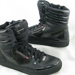 Diesel Men’s Revolution Clawster Hi-Top Sneakers Black on Black Side Zip Sz -9US
