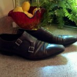 HUGO BOSS  SIDE BUCKLE  BROWN LEATHER SHOES SZ 8.5
