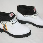 TIMBERLAND ROLL-TOP  BOOTS,  Mens sz. 9,  BLACK AND WHITE
