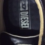 Diesel Men’s Wish Ivory W/Black Leather Sneakers Size 10.5