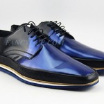 HUGO BOSS BLACK LABEL BLACK & BLUE SHOES 100% LEATHER NEW SZ 11 44 MADE IN ITALY