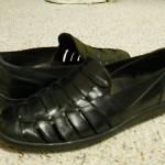 Cole Haan Bragano men size 8 M black leather woven leather slip on loafers Italy