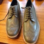 Cole Haan Mens Cooper Square Wingtip 8.5 New $298 Summer Khaki Grey