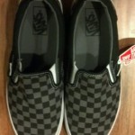 **** Vans Mens Shoes Classic Slip-On Checker Black/Pewter Size 10 ****