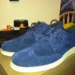 COLE HAAN LUNARGRAND WINGTIPS BLUE SUEDE SZ 11.0 BLINKS BLUE/OFF WHITE  RARE CW