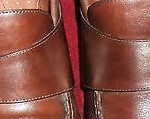 MENS COLE HAAN BROWN WALNUT LOAFERS WITH PEWTER BUCKLES 11 1/2 D NICE!!!