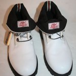 TIMBERLAND ROLL-TOP  BOOTS,  Mens sz. 9,  BLACK AND WHITE