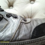 Diesel Men’s Leather Fashion Sneaker  Size 9  GREY AND BLACK