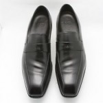 $298 msrp Mens shoes HUGO BOSS black leather slip on loafers sz 11.5