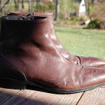 Men’s HUGO BOSS 7.5 brown leather ankle wingtip boots zip shoes AWESOME!
