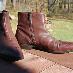 Men’s HUGO BOSS 7.5 brown leather ankle wingtip boots zip shoes AWESOME!