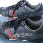 Diesel, Gray Black Leather Fashion Sneakers. Mens Sz. 10