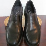 Mens sz 11 M black leather lightweight Clarks slip on dress or casual shoes