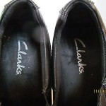 Mens sz 11 M black leather lightweight Clarks slip on dress or casual shoes